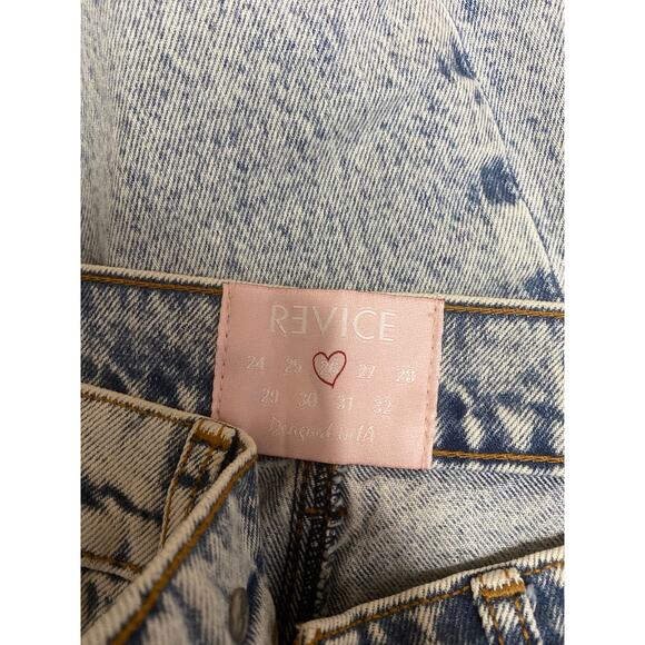 NEW Revice Women's Blue Acid Wash High Waisted Flare Cropped Denim Jeans Size 26 - Picture 4 of 5